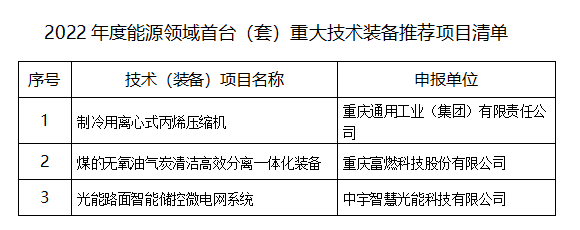 2022年度能源領(lǐng)域首臺（套）重大技術(shù)裝備推薦項(xiàng)目清單
