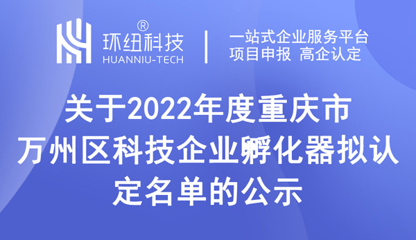 重慶市萬州區(qū)科技企業(yè)孵化器擬認定名單